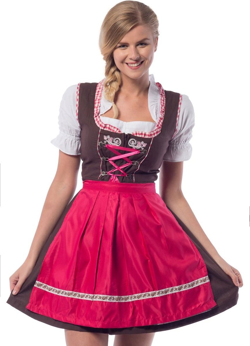 Boeren Tirol & Oktoberfest Kostuum | Hilda Hefe Bierfeest Dirndl Bruin | Vrouw | Maat 36 | Bierfeest | Verkleedkleding